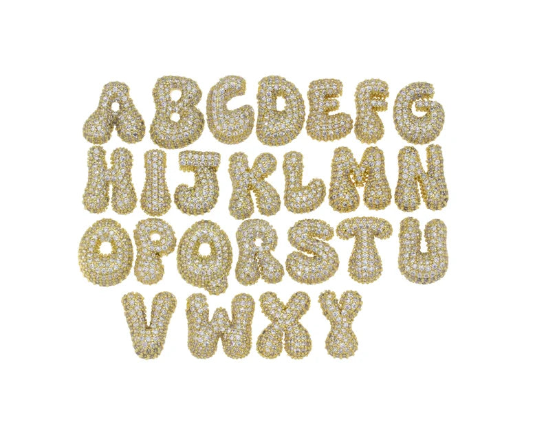 Iced Puff Initial Necklace