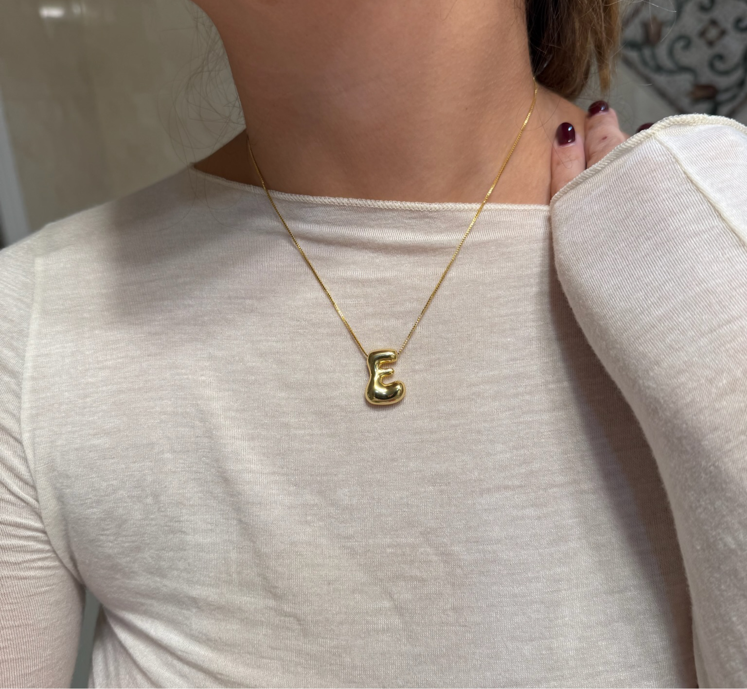 Puff Initial Necklace