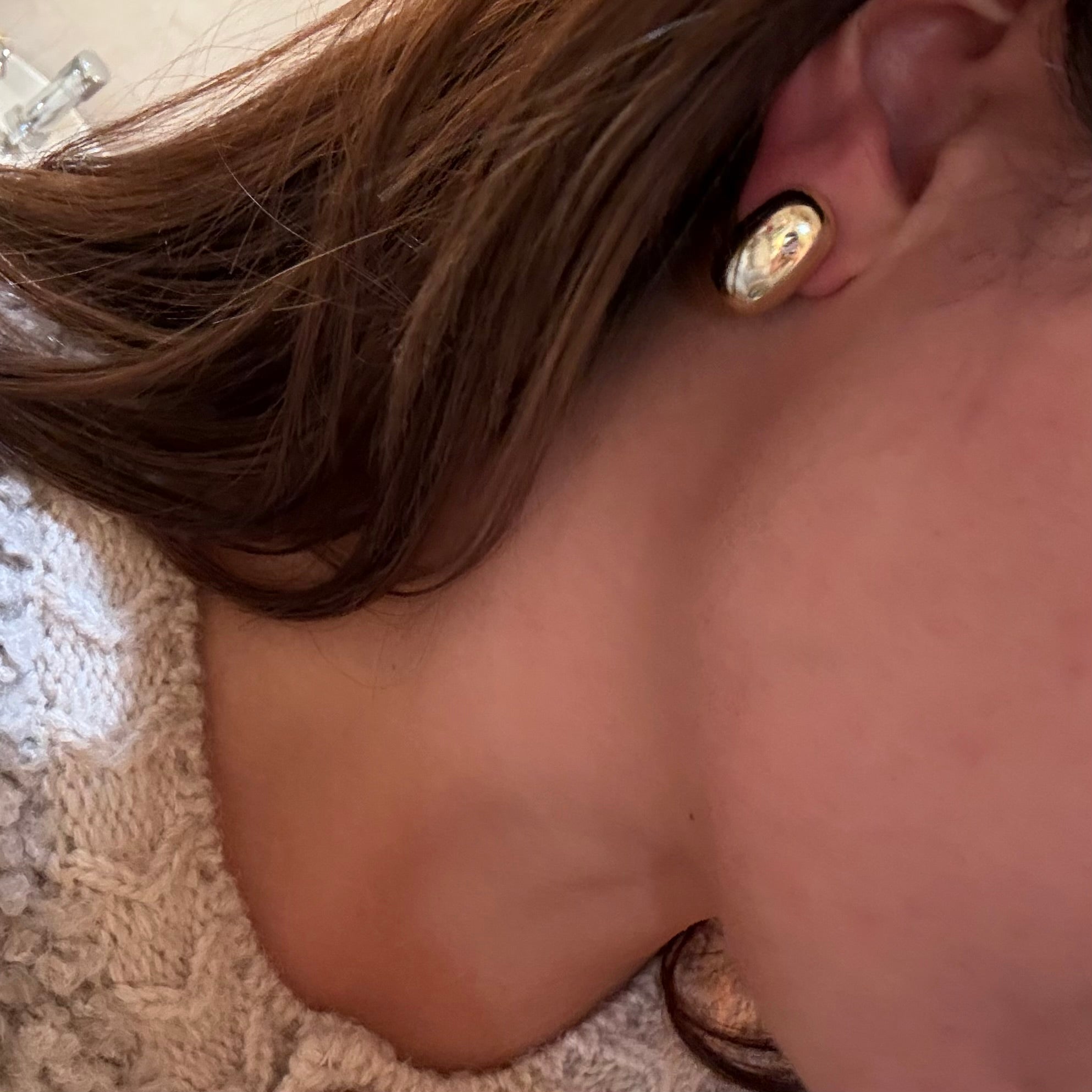 Sculpted Button Earring