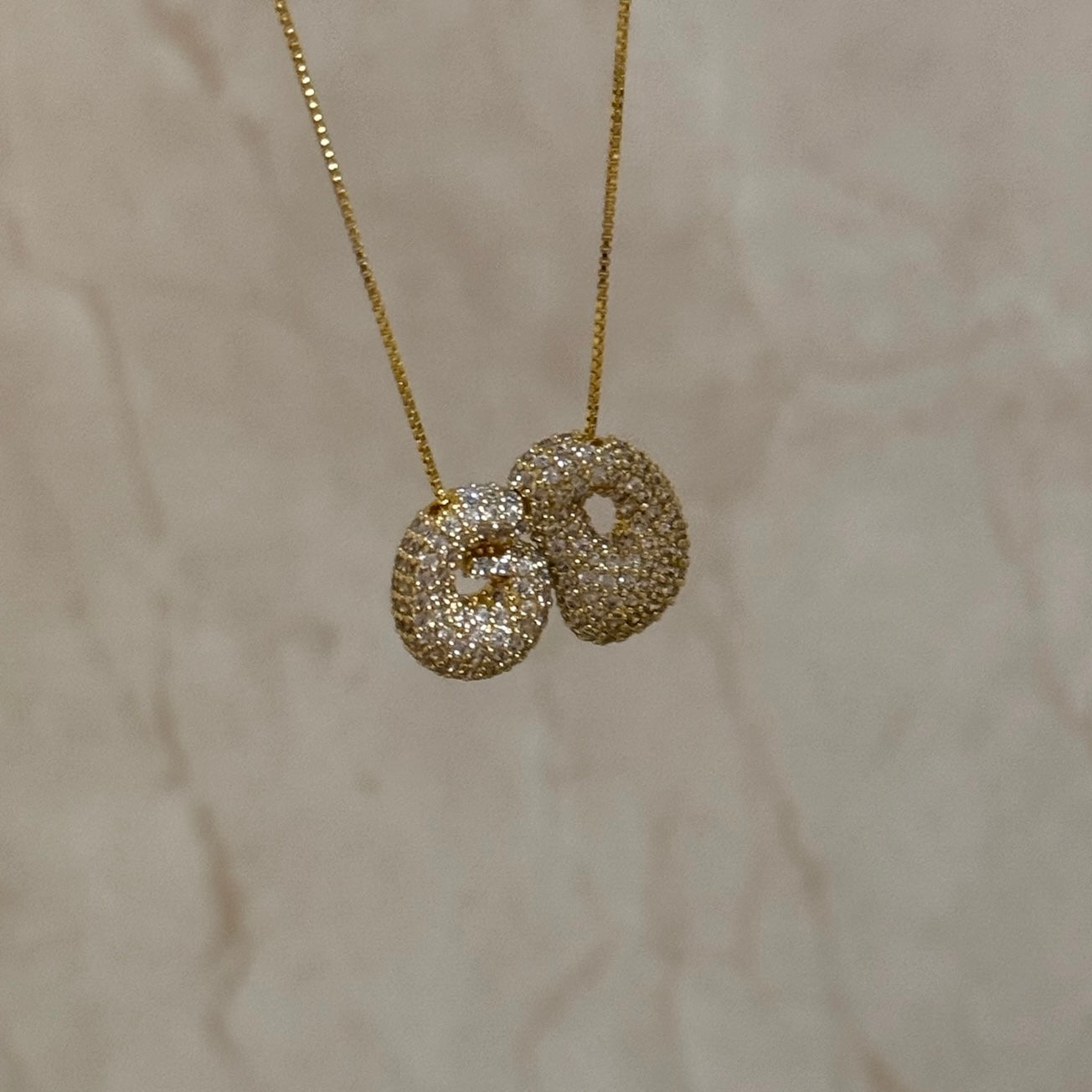 Iced Puff Initial Necklace